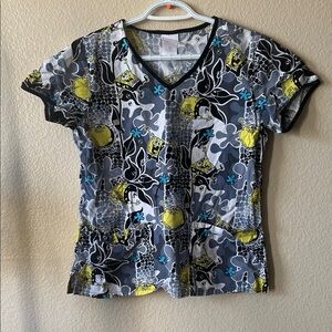 Nickelodeon Women's Sponge Bob, scrub top - Black, Gray, Yellow